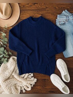 NWT Pistola Helene Chunky Knit Sweater Navy Sky Size Small